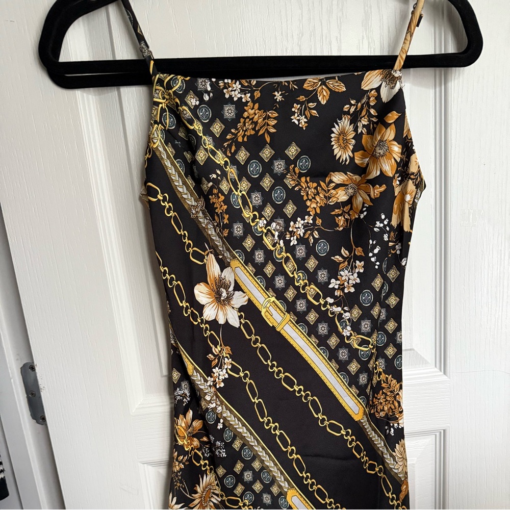 Princess Polly Black and Gold Floral Dress